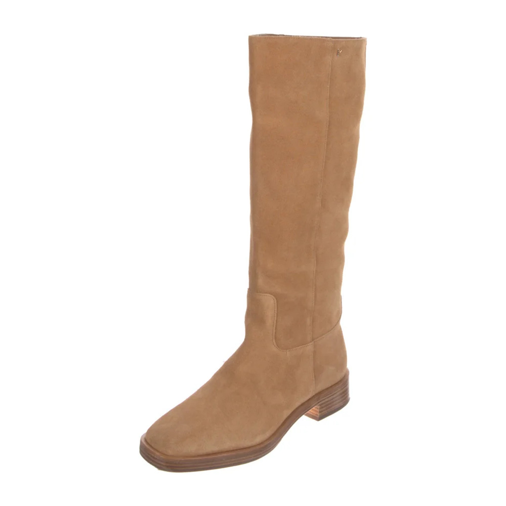 NWOT Larroude Anne Suede Square Toe Riding Equestrian Boots Brown Womens 9.5